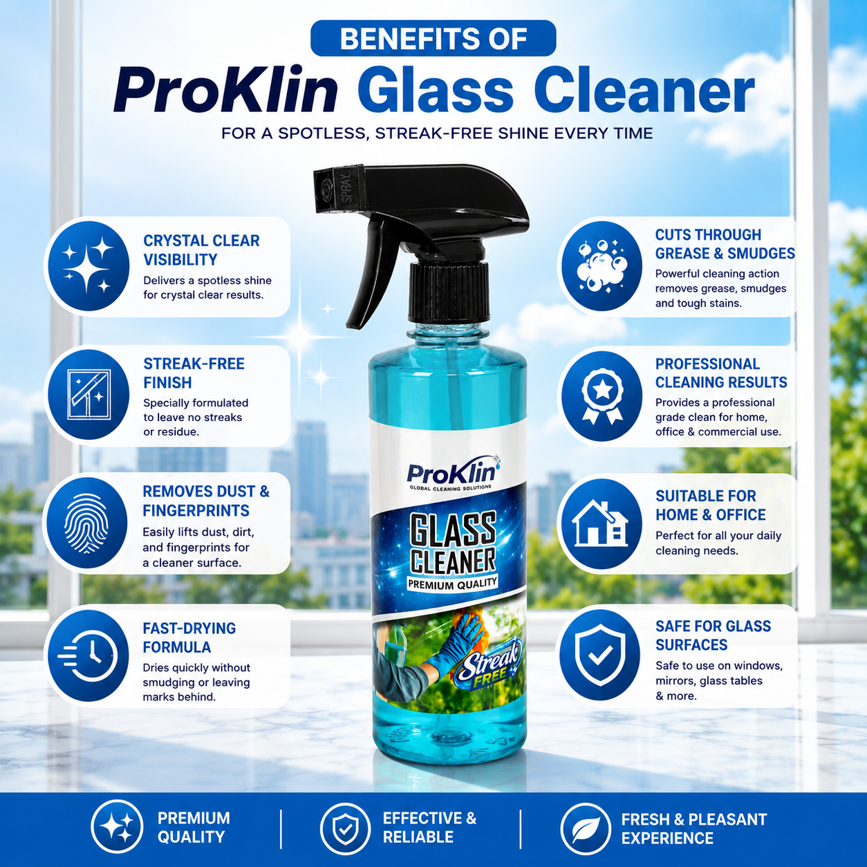 ProKlin Glass Cleaner Spray 500ml | Streak Free Window & Mirror Cleaner - Image 5