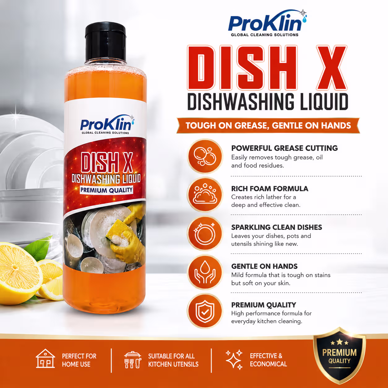 Proklin Dish X Dishwashing Liquid – Powerful Grease Cutting Formula for Sparkling Clean Dishes - Image 6