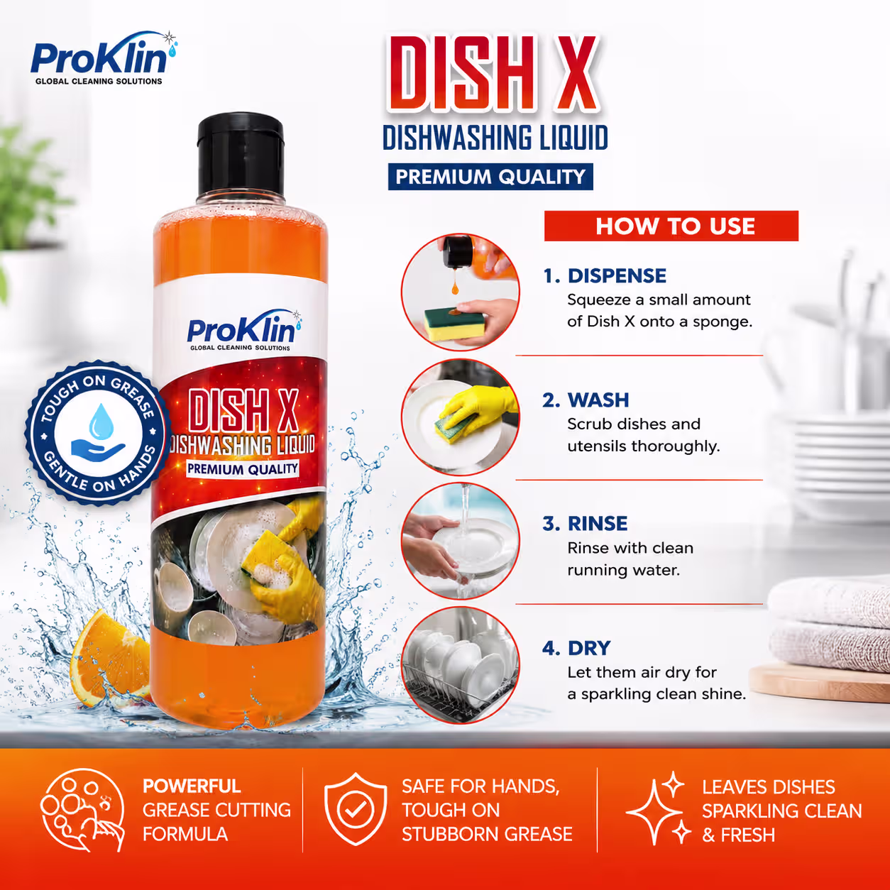 Dish X Dishwashing Liquid how to use