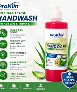 ProKlin Antibacterial Hand Wash with Aloe Vera and Vitamin E – Kills 99.9% Germs Features Banner