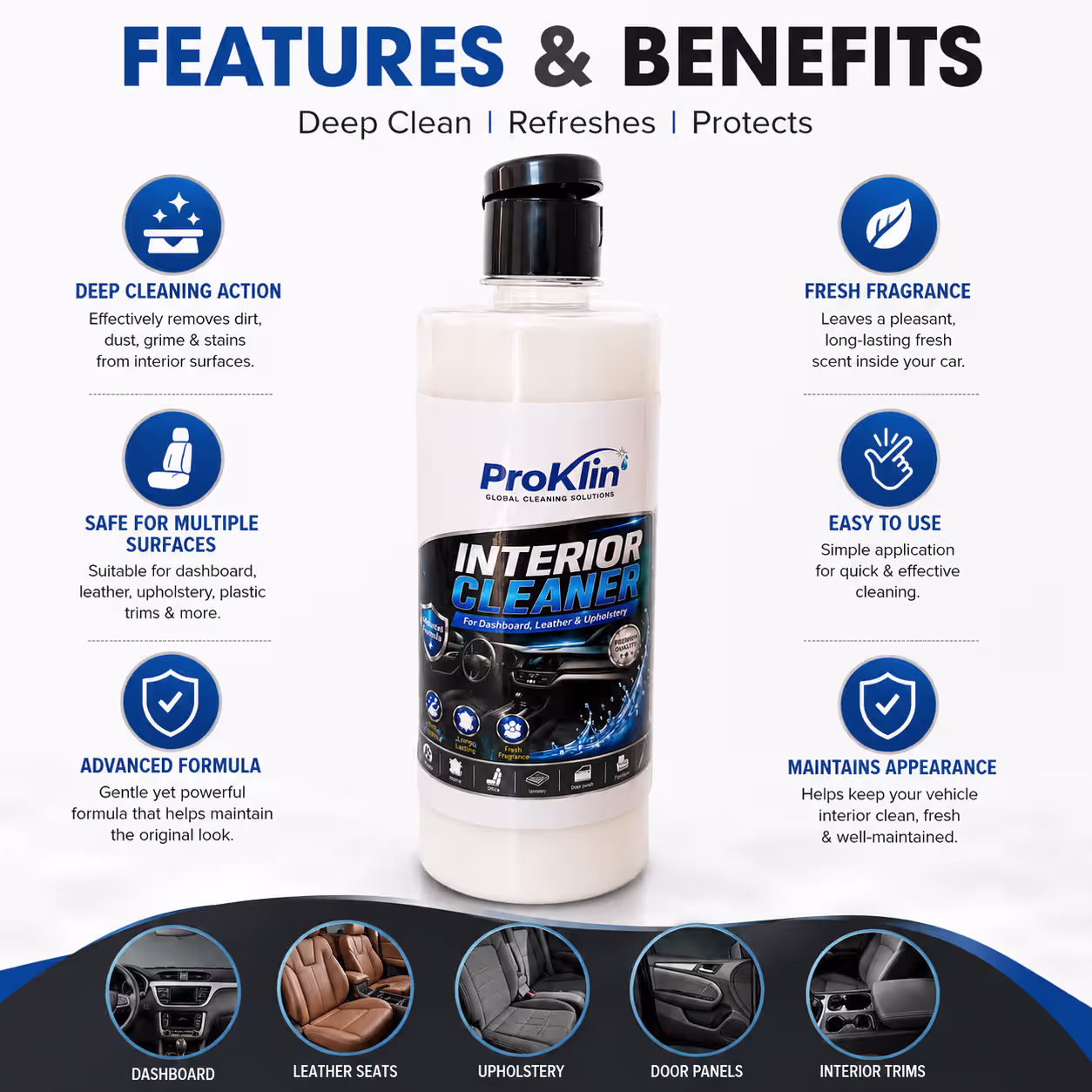 ProKlin Interior Cleaner – Premium Dashboard, Leather & Upholstery Cleaning Solution - Image 5