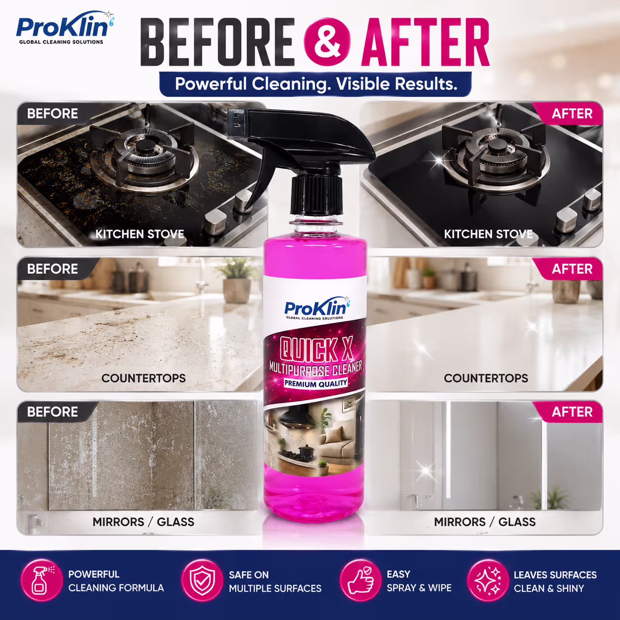 ProKlin Quick X Multipurpose Cleaner Spray – Powerful Cleaning for Every Surface - Image 4